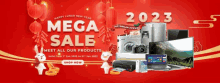 a banner for a mega sale for 2023