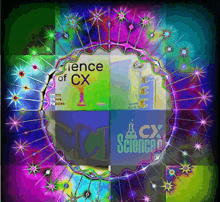 a colorful background with the words science of cx in the center