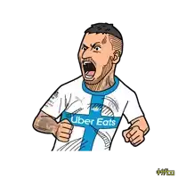 a cartoon of a soccer player wearing an uber eats jersey