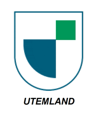 a logo for utemland with a blue and green square in the middle