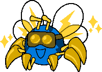 a cartoon illustration of a spider wearing goggles and wings