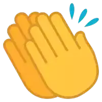 a pair of yellow hands clapping with blue splashes