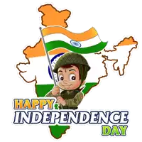 a cartoon of a soldier holding a flag with the words happy independence day below him