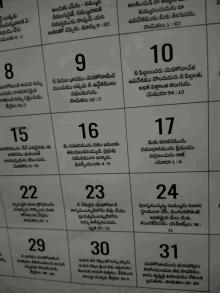 a calendar in a foreign language shows the days of the week and the month