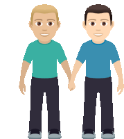 two men are holding hands in a cartoon illustration