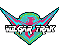 a logo for vulgar trak has a bird on it