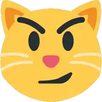 a yellow cat face with an angry expression on it