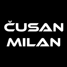 a black background with white letters that read cusan milan