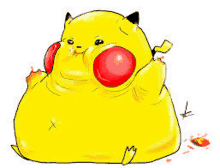 a cartoon of a fat yellow pokemon with red boxing gloves .