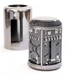 the inside of a mac pro is shown with the top removed