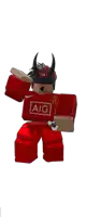 a cartoon character is wearing a red shirt that says aig