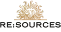 a logo for a company called re sources with a lion 's head in the center .