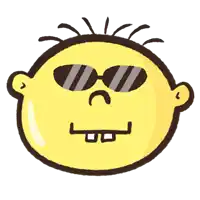 a cartoon drawing of a man wearing sunglasses and a smiley face