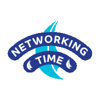 a logo for networking time with a sailboat in the background