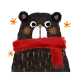 a black bear is wearing a red scarf and a hat .