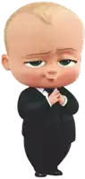 a baby from the boss baby movie is wearing a tuxedo and tie