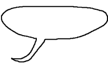 a black and white drawing of a speech bubble .