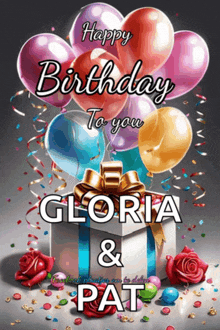 a happy birthday card for gloria and pat