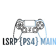 a logo for lsrp ps4 main with a video game controller on a white background .