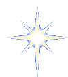 a blue and yellow star with a white center on a white background