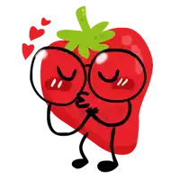 a cartoon illustration of a strawberry with glasses on