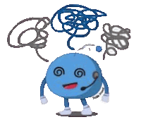 a cartoon character wearing a headset with a swirl in his head