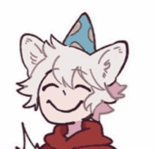 a drawing of a cat wearing a party hat and a hoodie .