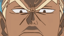 a close up of a cartoon character 's face with a few lines on it