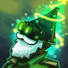 a cartoon drawing of a gnome with a green hat