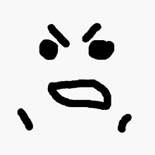 a black and white drawing of an angry face with tears coming out of it .