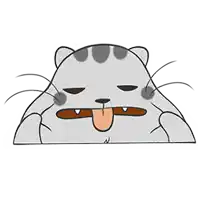 a cartoon cat sticking out its tongue and making a funny face