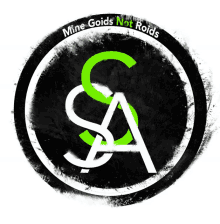 a logo for mine goids not roids with a green letter a