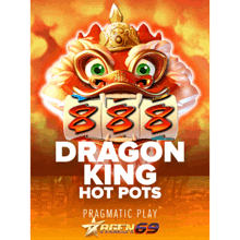 an advertisement for dragon king hot pots shows a lion with green eyes