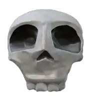 a 3d model of a skull with a very small face