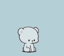 a cartoon illustration of a white bear sitting on a blue background .