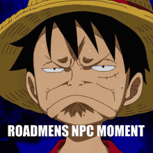 a picture of luffy with the words roadmens npc moment below him