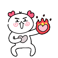 a cartoon character is holding a heart and a fire in his hand