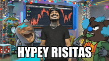 a cartoon of a man with the words hypey risitas in front of him