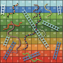 a snake and ladder board game with numbers from 1 to 10