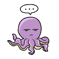 a cartoon octopus with a speech bubble above it