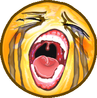 a cartoon drawing of a crying smiley face