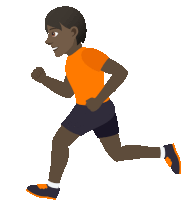 a man in an orange shirt and shorts is running