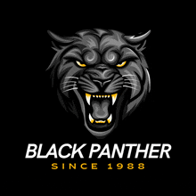 a logo for black panther since 1988 with a black panther