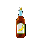 a bottle of beer with a banana on it