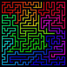 a colorful maze on a black background