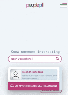 a screenshot of a website that says " know someone interesting - noah d ' castellano "