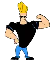 a cartoon character named johnny bravo flexing his muscles