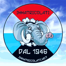 a sticker with an elephant on it that says immatricolati dal 1946