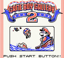 a game boy gallery 2 screen shows mario and luigi in a boat