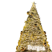 a christmas tree with burgos written on the side